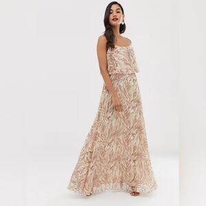Asos Double Layer Pleated Maxi Dress Size 10